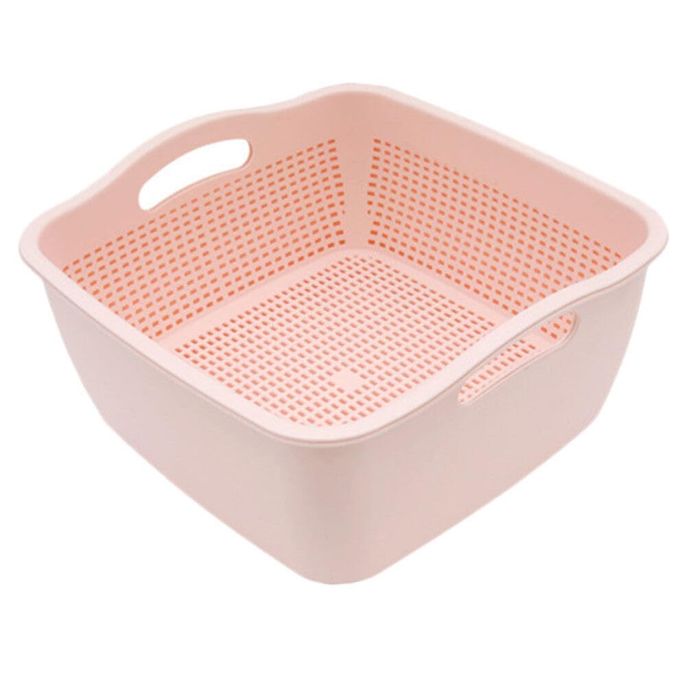 HemotonDouble-layer Draining Basket,Plastic Kitchen Food Strainer Bowl,Large Plastic Food Strainer,Vegetable Washing Basket,Multifunction Kitchen Colander Drain Basin for Pasta Fruit Vegetable