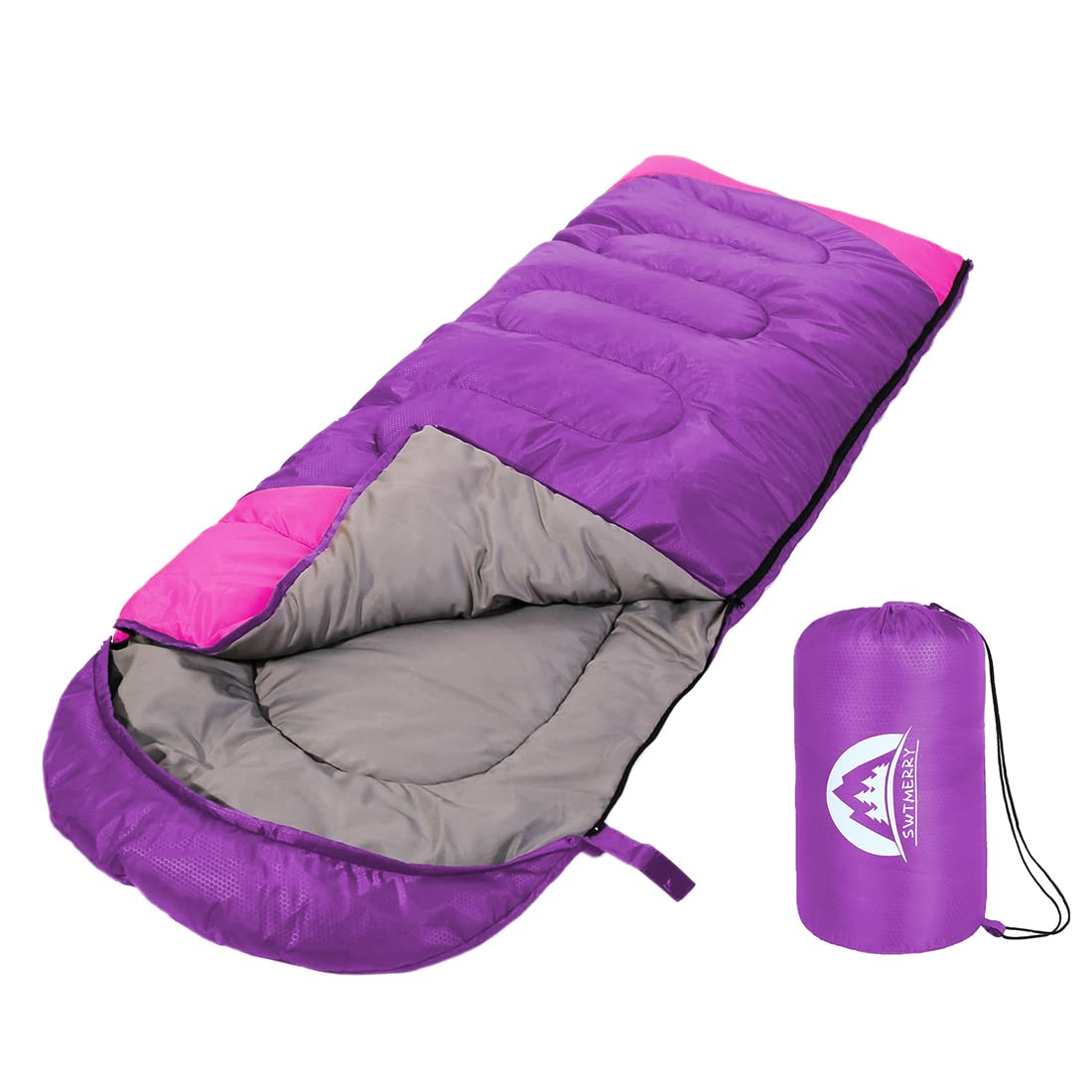 SWTMERRY- Sleeping Bag 3-4 Seasons (Summer, Spring, Fall, Winter) Warm & Cool Weather - Lightweight,Waterproof Indoor & Outdoor Use for Kids, Teens & Adults for Hiking, Backpacking and Camping