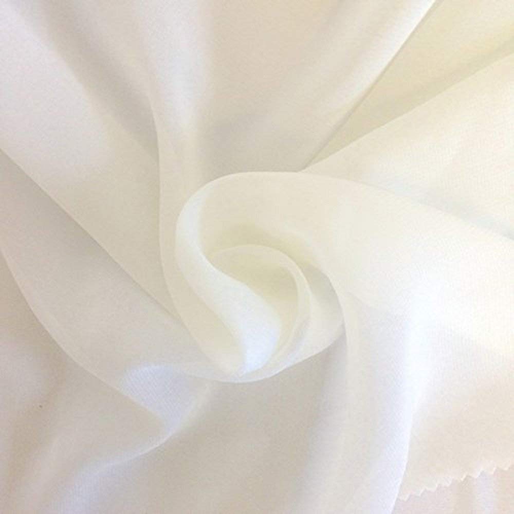 DJBM 59’’ Solid Color Sheer Chiffon Fabric Yards Continuous for DIY Decoration Valance Ivory/1 Yard