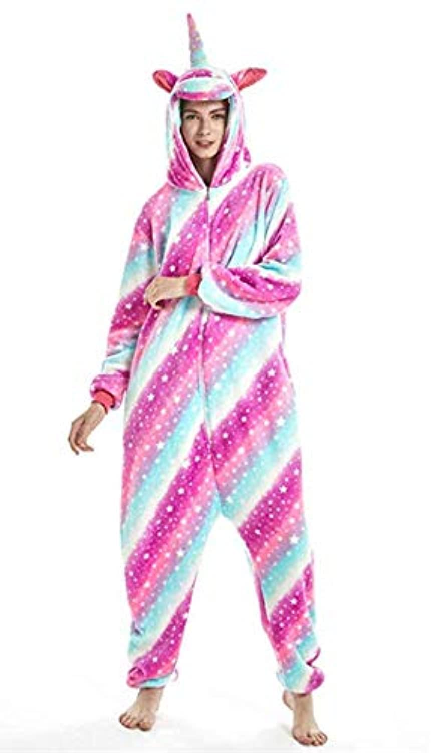 Unicorn Adult Unisex Onesies Animal Cartoon Siamese Pajamas Home Wear Cosplay Pajamas Flannel Sleepwear Home Clothes