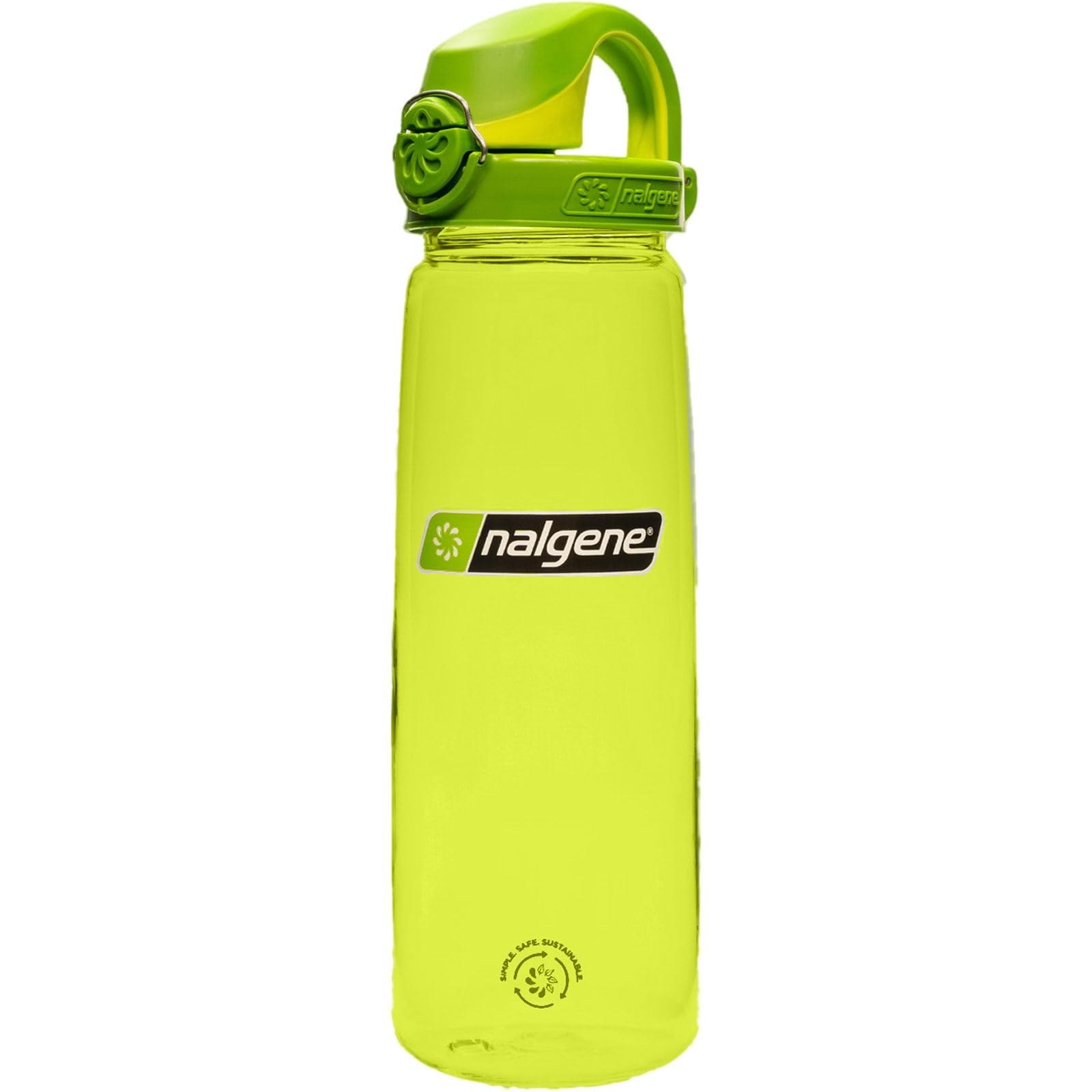 NalgeneSustain Tritan BPA-Free On The Fly Water Bottle Made with Material Derived from 50% Plastic Waste, 24 OZ, Spring Green with Iguana