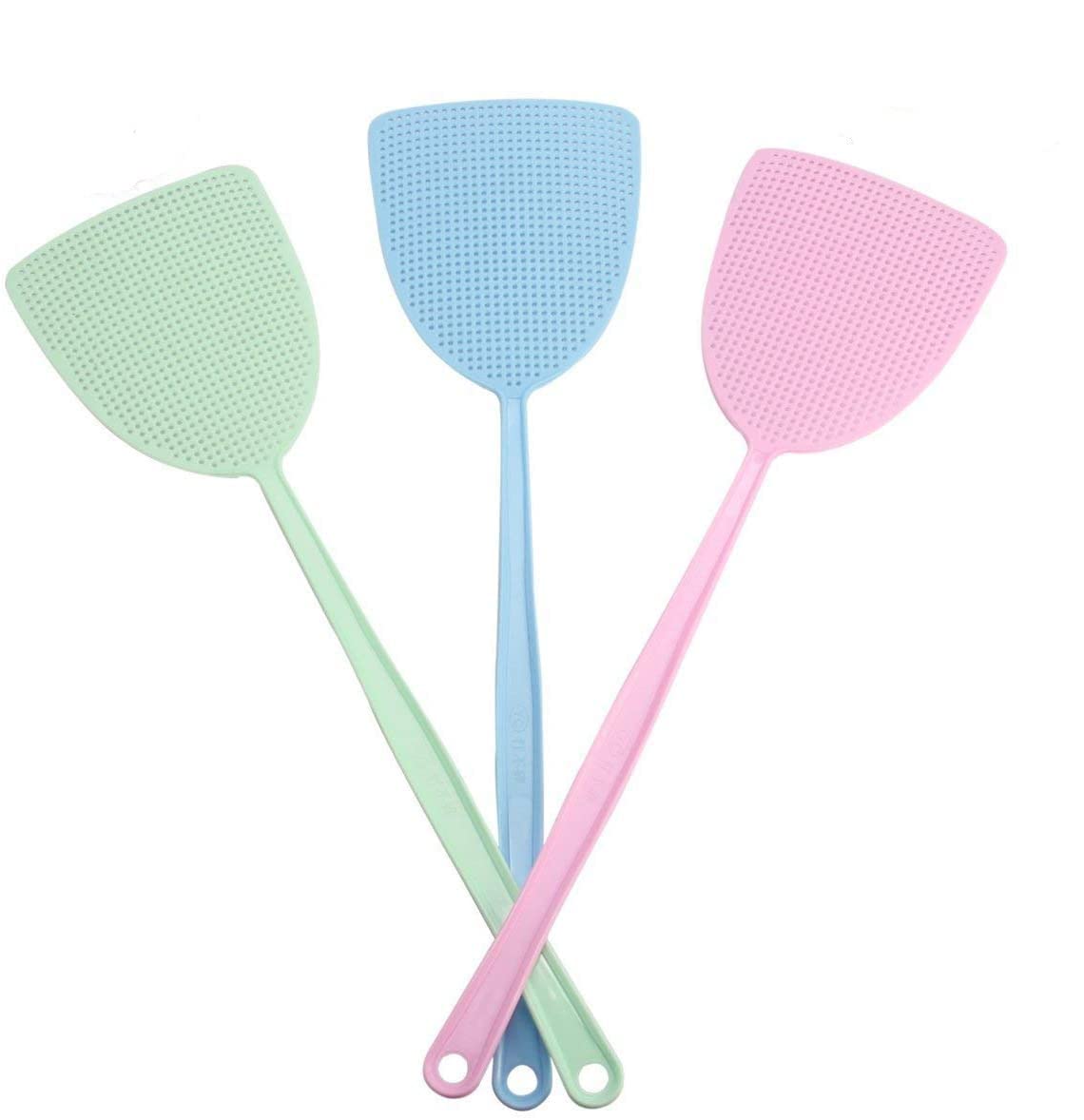 TwinsisiFly Swatter, Manual Swat Pest Control, Long Plastic Handle Hand Swatters to Kill Bugs/Mosquitoes, 3 Pack ( Assorted colors)