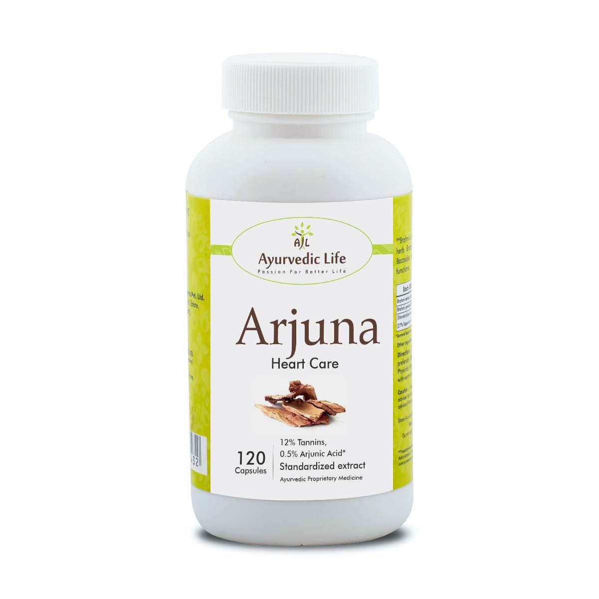 Ayurvedic Life Arjuna Capsules 500mg Capsules, Natural, 120 count