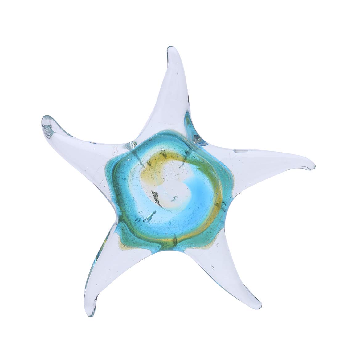 Qf Glass Star Fish, Crystal Handmade Glass Blown Table Decor, Starfish Figurine, Collectible Ornament,Clear and Green