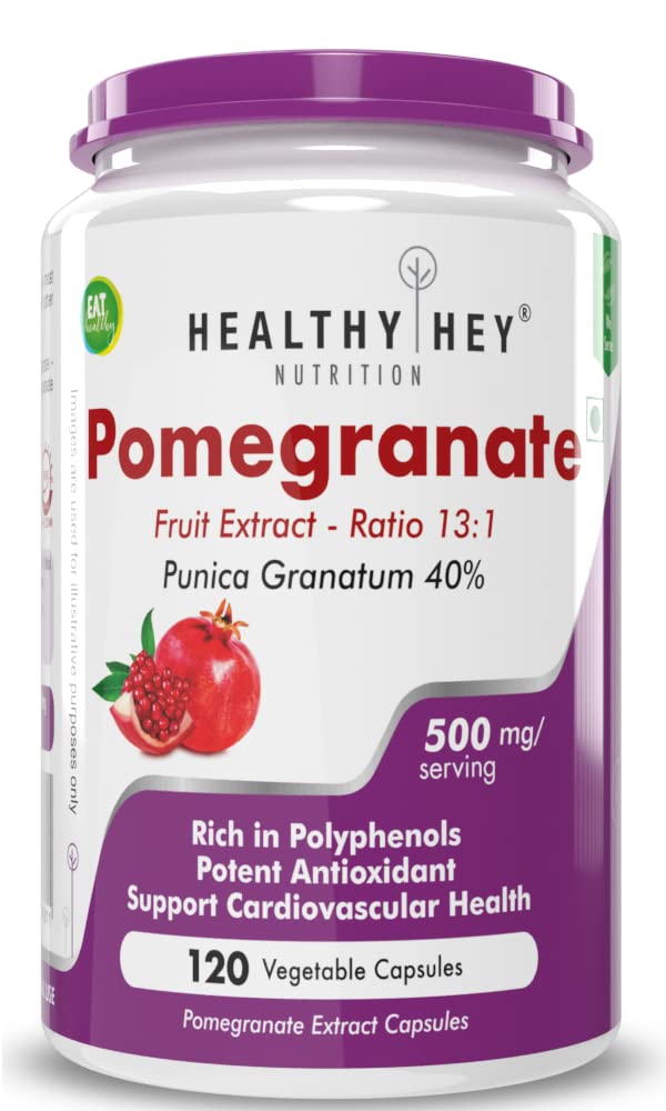 HealthyHey Nutrition Pomegranate Fruit Extract 500mg- 120 Vegetable Capsules (120)