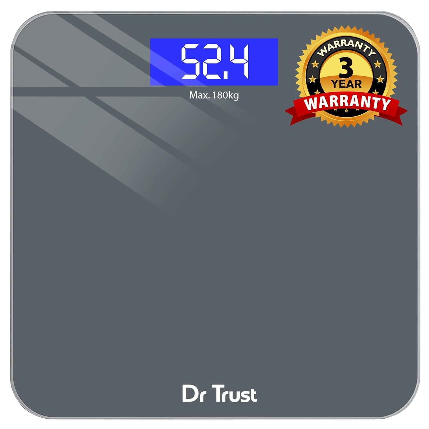 Dr Trust (USA) Electronic Platinum Rechargeable Digital Personal Weighing Scale for Human Body Grey with 3 year warranty