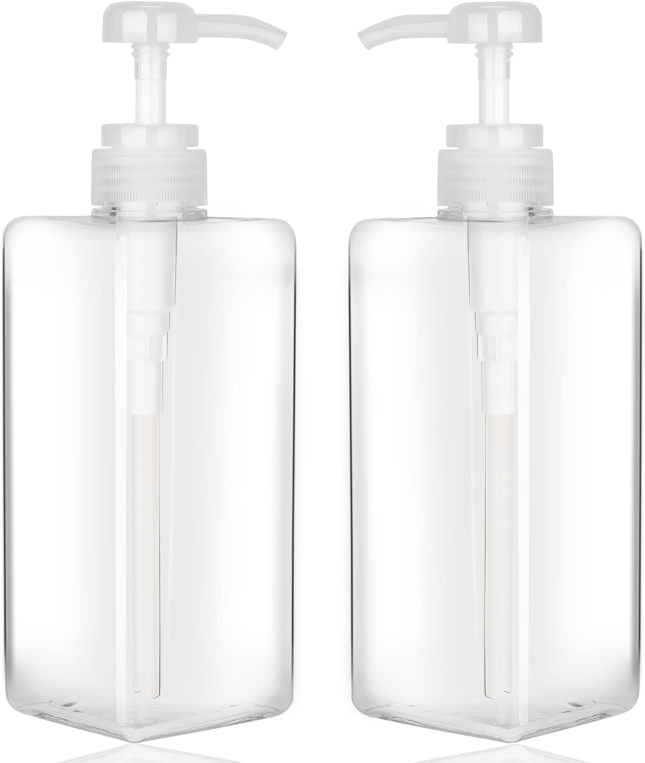 FohomeFohome 2 Pack 22oz/650ml Empty Plastic Pump Bottle Dispenser,Refillable Square Shampoo Bottles Soap Dispenser for Dispensing Lotions,Shampoo,Conditioner,and Body Wash (Clear)