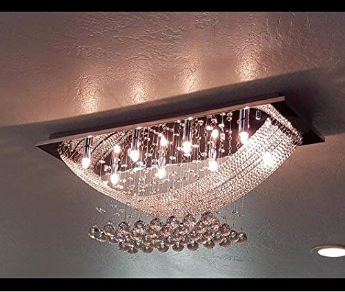 Discount4product D4P 6 Light Two Color Crystal Chandelier for Living Room Ceiling Light D4PA1 (Small W8''XL20''XH10'')(Warm White, White, Mix)