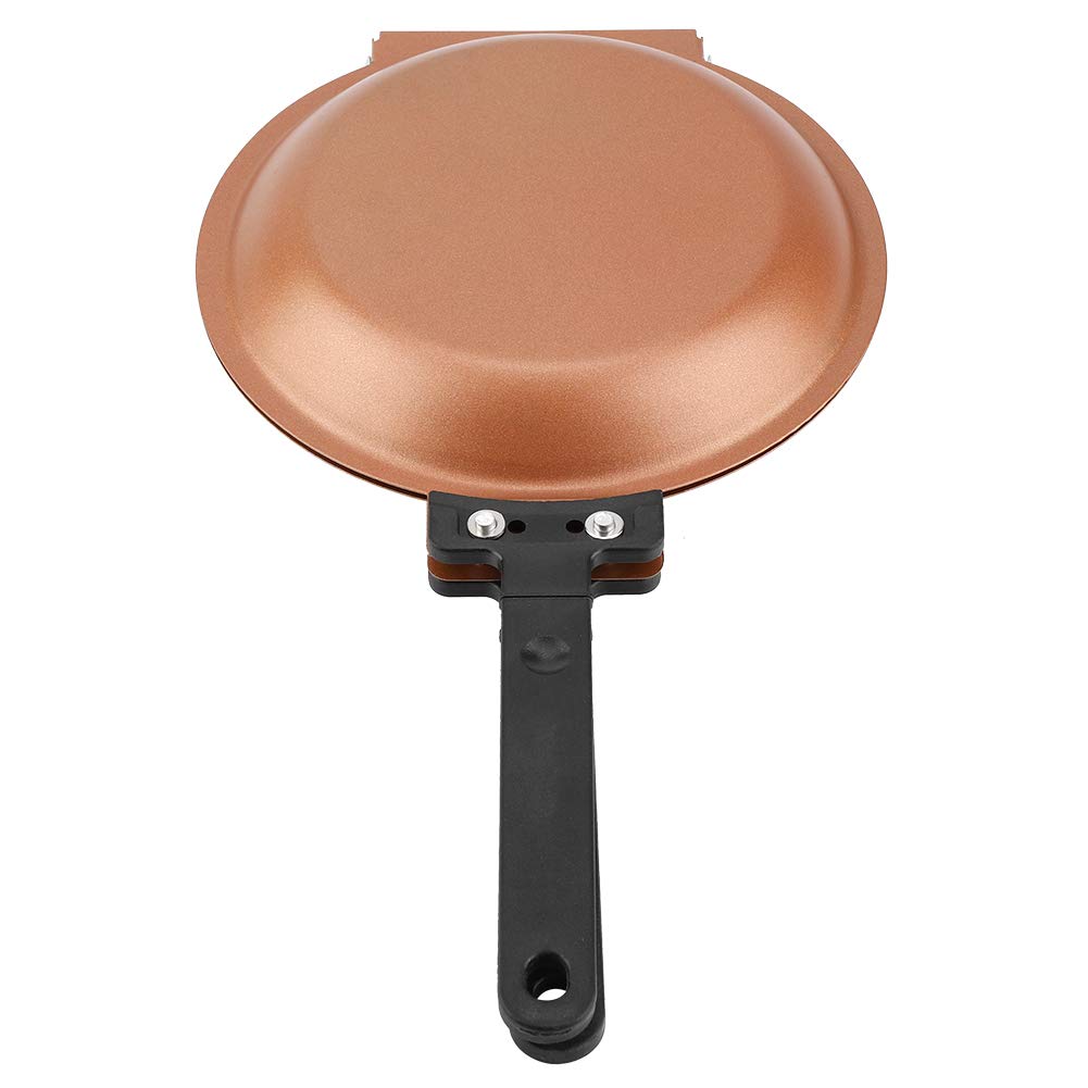 Pan, Fashional Double Side Frying Pan,Non-Stick Iron Frying Pan, Kitchen Cookware for Making Pancake, Bread and Omelette,Can Be Used at Gas Stove,Easy to Clean,Gold.