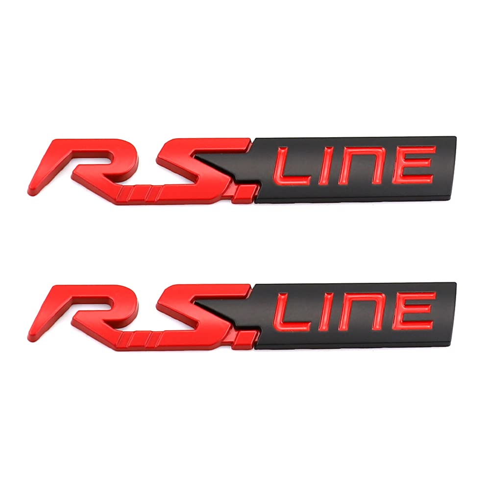 2 Pcs RS LINE Emblem 3D Metal Badge Car Decal Sticker Hood Fender Side Car Rear Trunk Decoration for Camaro Chevy Series RS Sport (Red Black)