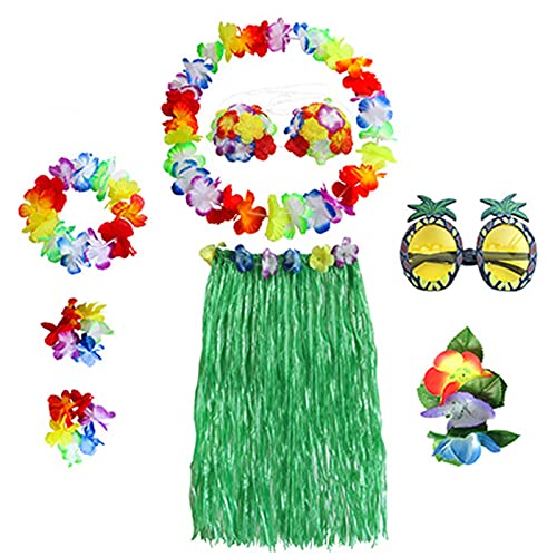 Hawaiian Grass Skirts Set, 8pcs Set Grass Skirts Dance Performance Costume Party Decoration Supplies for Children And Adult