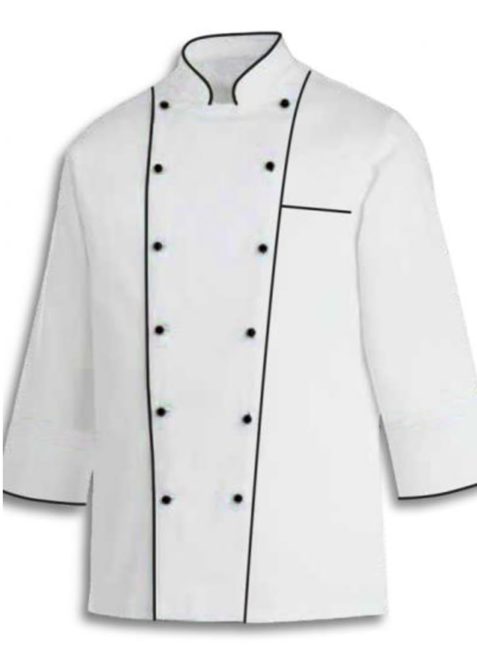 UNISIM White Chef Coat With Double Black Piping