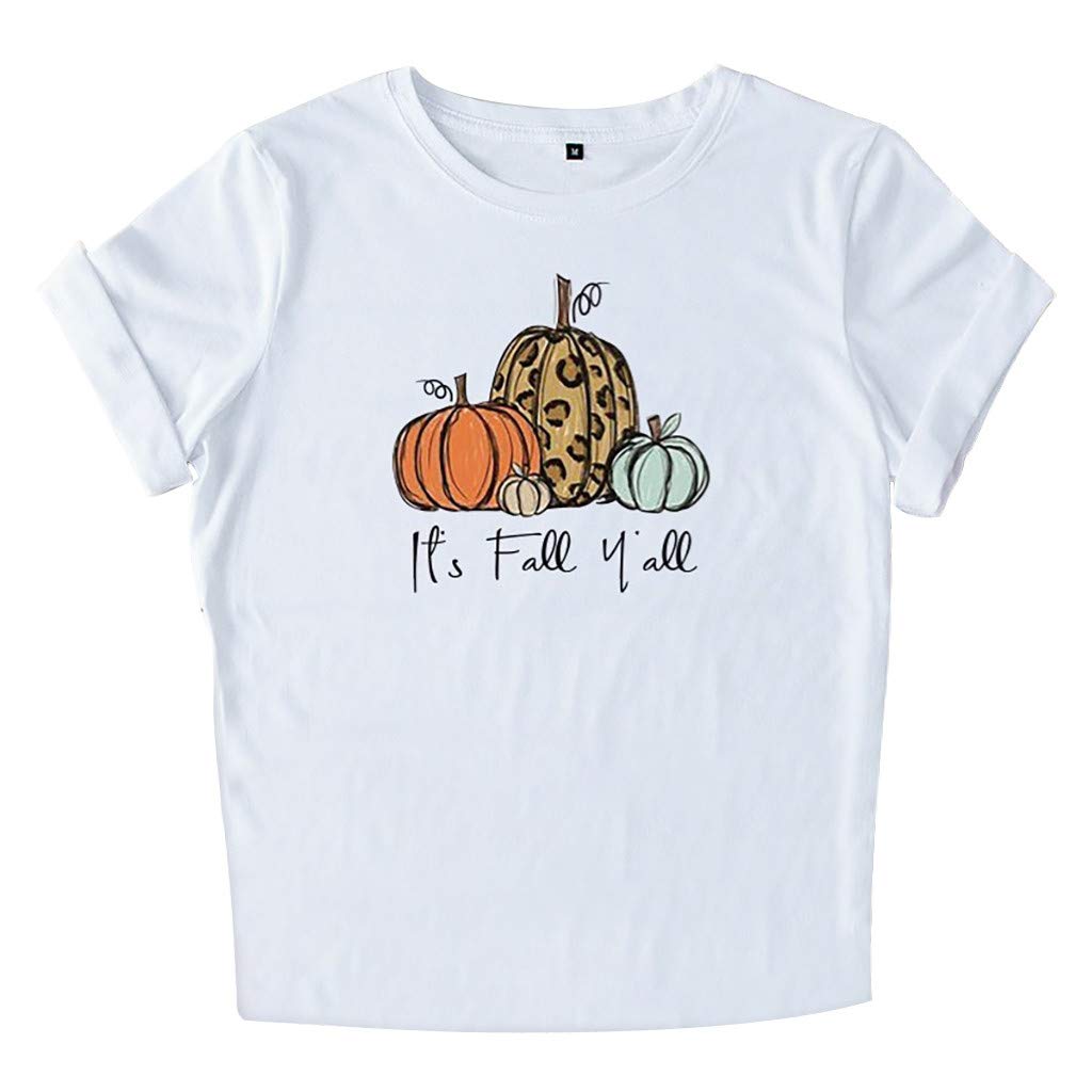 ZGIDDAZ Halloween Costumes for Women Fashion Casual Pumpkin O-Neck Printed Short Sleeves Shirt Womens Halloween Costume Lightweight Ladies Tops Loose T Shirts for Women UK Plus Size Multicolour S-5XL