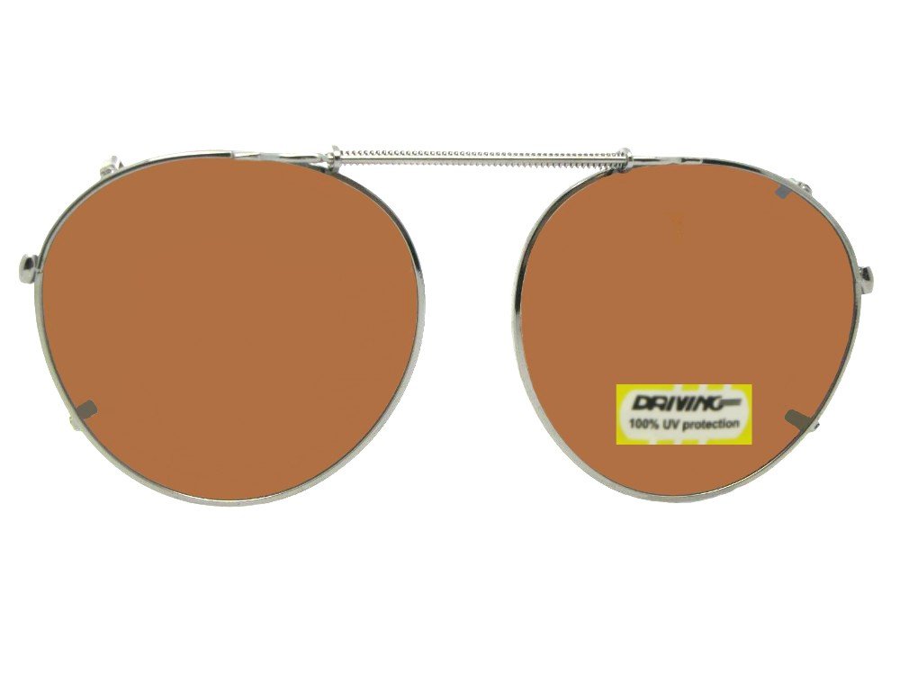 Semi Round Non Polarized Amber Driving Clip on Sunglass