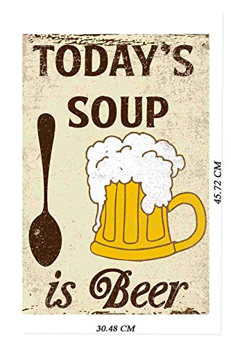 Yellow Alley Quotation Wall Poster Sticker|Today's Soup is Beer|Quotation Poster|Poster for Restaurant/Cafe|Poster for Wall|Interior Wall Decoration Poster for Home-Self Adhesive Wall Sticker Paper