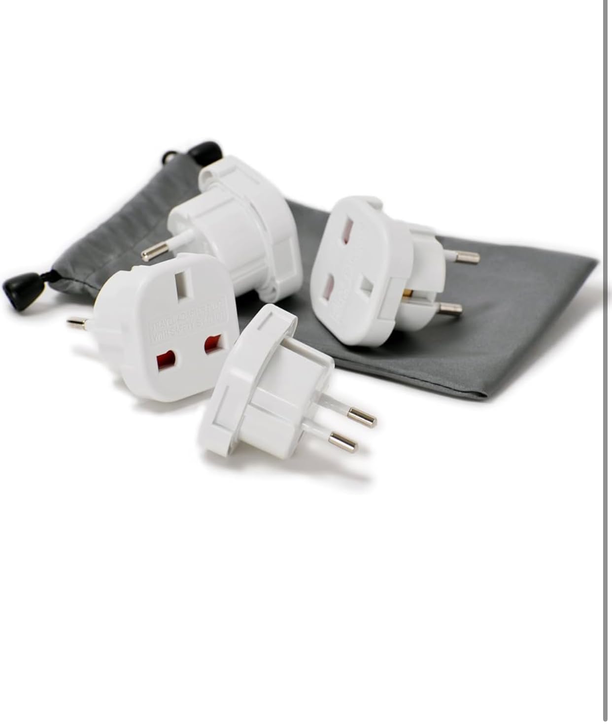 MOBIBAY 4 Pack EU Travel Adapter, UK to European Plug Adapter, Europe Converter Type C, E, F for Spain, France, Italy, Portugal, Germany, Netherlands, Greece, Poland, Turkey and More (White)