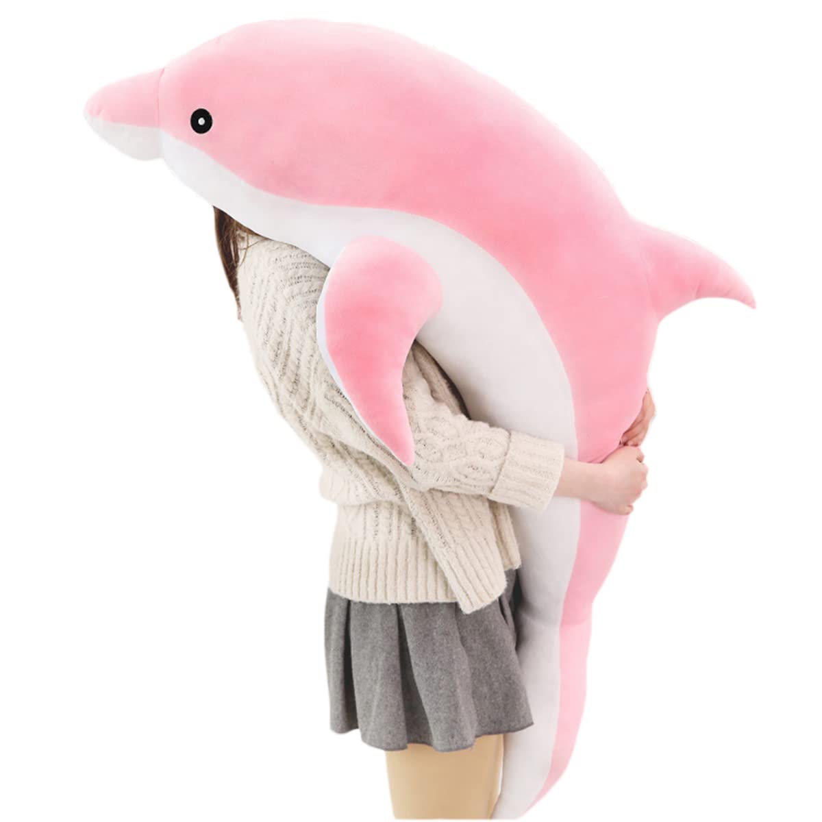 Kekeso Dolphin Plush Toys Lovely Stuffed Soft Animal Pillow Dolls for Children Girls Sleeping Cushion Gift (100cm/39.37inch, Pink)