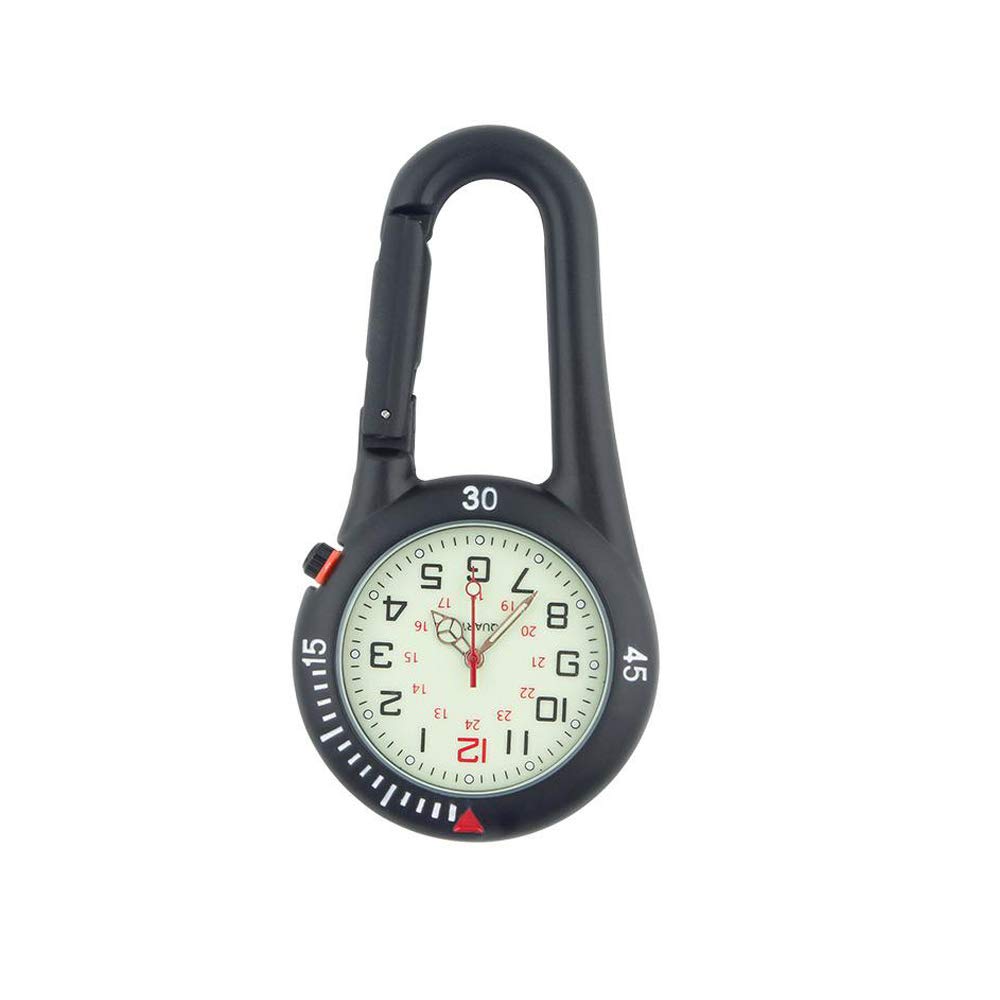 Grow0606 Carabiner Clip Pocket Watch with Backlight for Doctors Nurses Paramedics