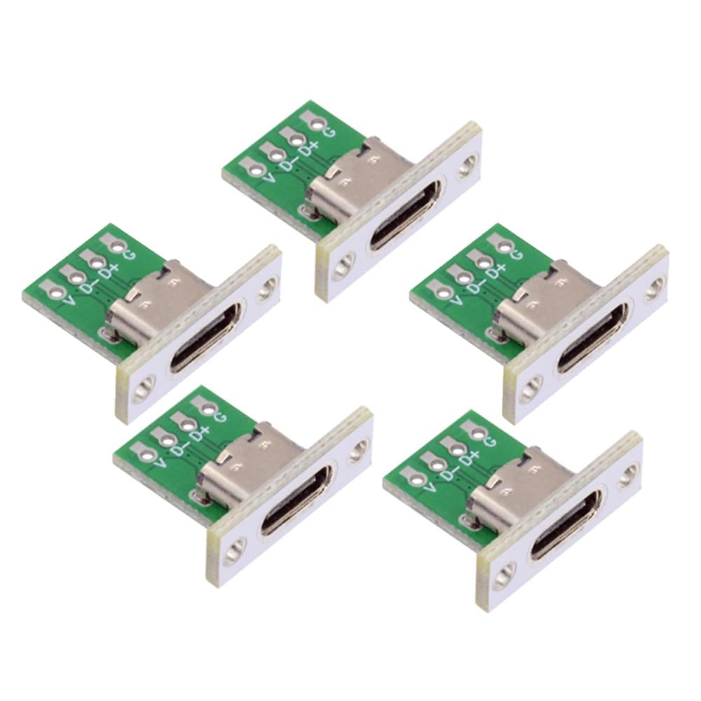 NFHKDIY OEM 5pcs/Set Type C Female Socket Connector Panel Mount Type with PC Board 24pin USB 2.0 Pinout