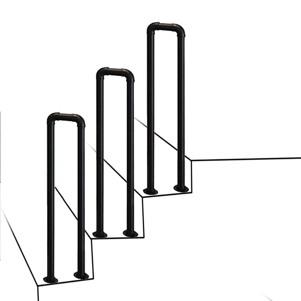 Black Metal Transitional Handrail for Cement Concrete Steps and Wooden Steps - Outdoor Steps Stair Handrails - Handrail Picket for Outside Stairs - Stair Rail Hand Rails Railing