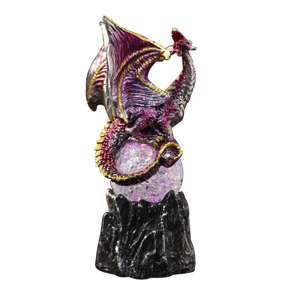 ANQIA Dragon Protector Figurine Dragon Statue On Light Up LED Orb Collectible Figurine Home Décor