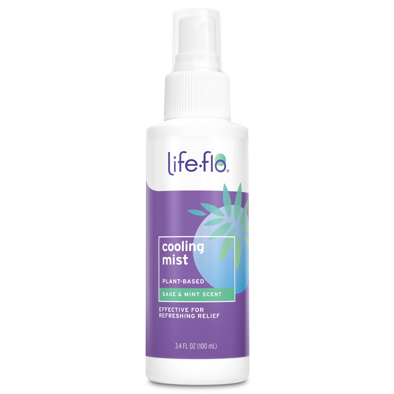 LIFE-FLO Cooling Mist, Refreshing Body Mist for Women, Instantly Cools Hot Flashes with Ginger, Organic Aloe Vera and Lavender, Fresh Sage Mint Scent, 60-Day Guarantee, Not Tested on Animals, 3.4oz