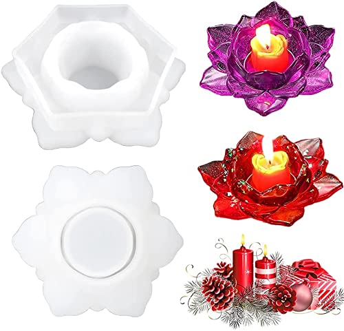 SNOOGG® Resin Molds Lotus Flower, Molds for Resin Tea Light Candles Holders Silicone Molds for Epoxy Resin DIY, Candlestick, Trinket Container, Candy Box Home Table Decoration Pack of 1