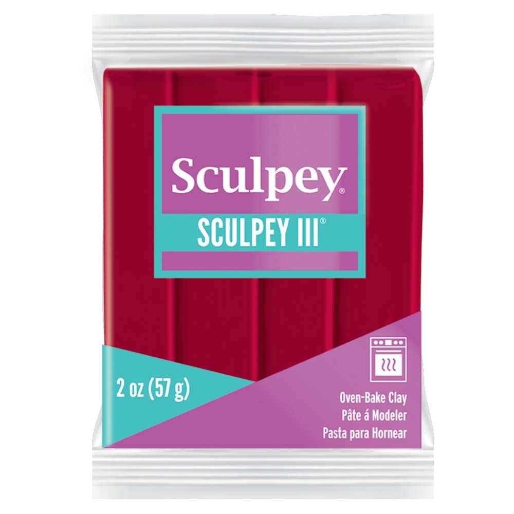 Sculpey III Polymer Oven-Bake Clay, Red, Non Toxic, 2 oz. bar, Great for modeling, sculpting, holiday, DIY, mixed media and school projects.Great for kids & beginners!