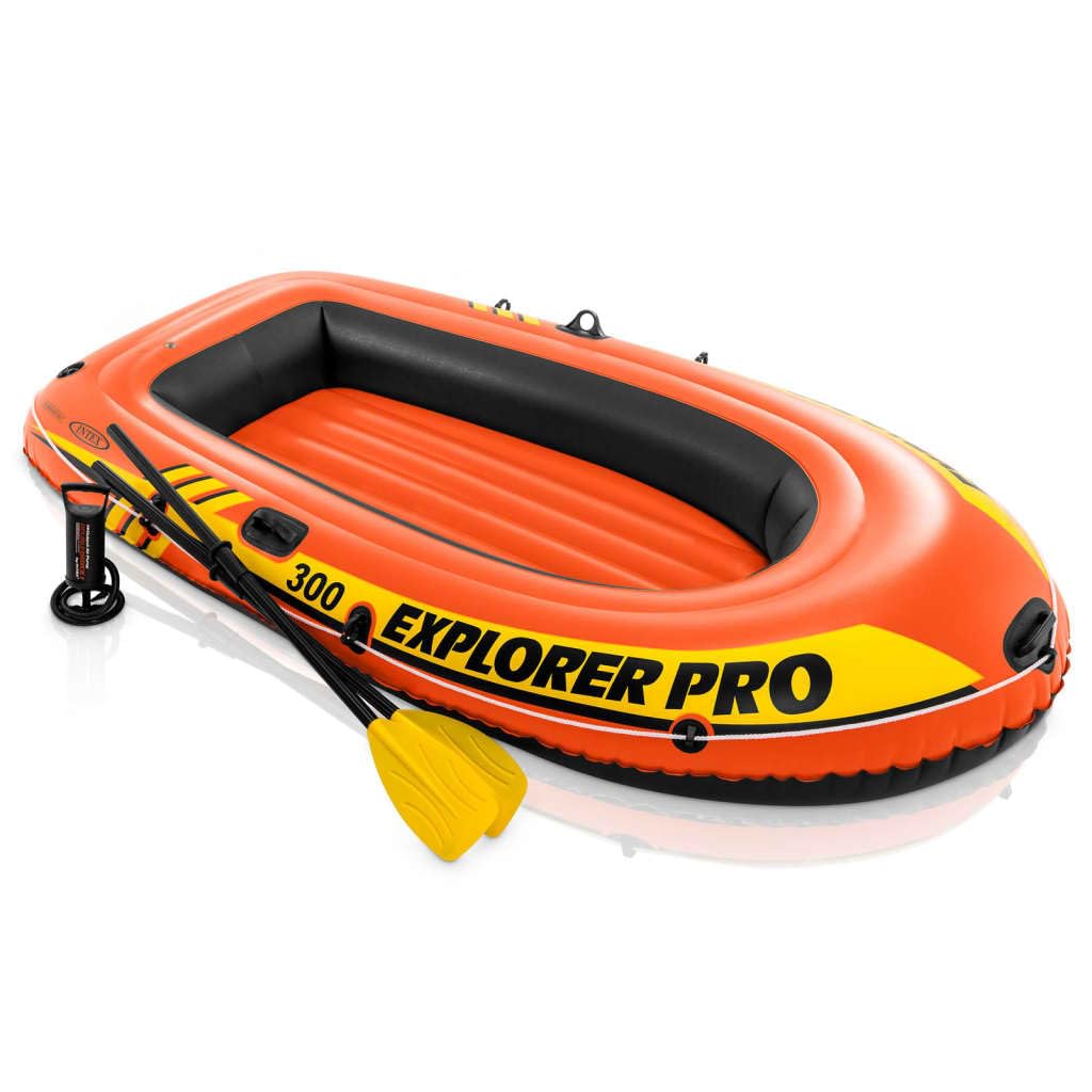 Intex Explorer Pro Inflatable Boat, Orange, Three Person (244 X 117 X 36 Cm), 58358Np