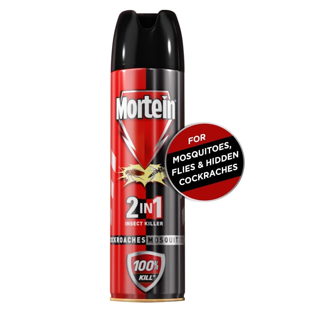 Mortein 2 In 1 Mosquito And Cockroach Killer Spray - 400Ml | Lemon Fragrance | 100% Kill Guarantee, Pack Of 2