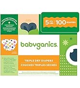 Babyganics Size 5, 100 count, Absorbent, Breathable, Triple Dry Protection Diapers