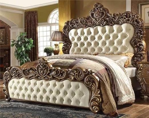 RESHUZ Premium Wood King Size Bed for Bedroom/Luxury Bed/Queen Size/Double Bed (H66X W72X D78) Inches, Brown