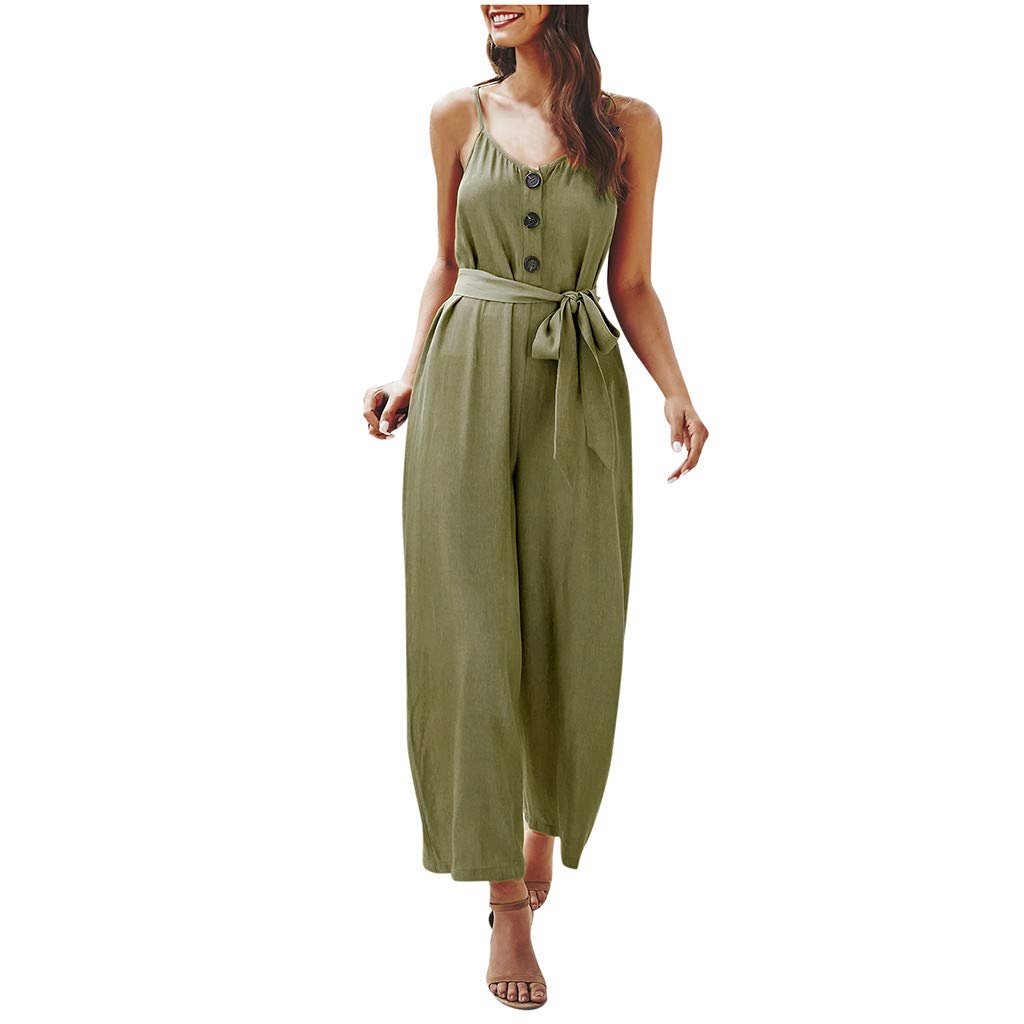 holitie Womens Casual Wide Leg Drawstring Jumpsuit Ladies Playsuit