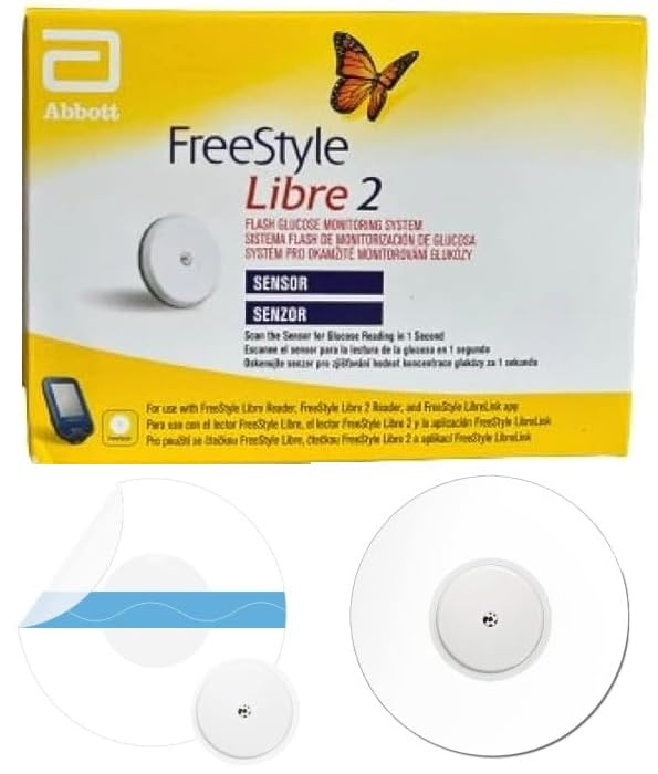 Abbott Freestyle Libre 2 Sensor for diabetes monitoring CGM for UK, white + FREE Tetra-Sole™ Waterproof Sensor Cover *For diabetics only*