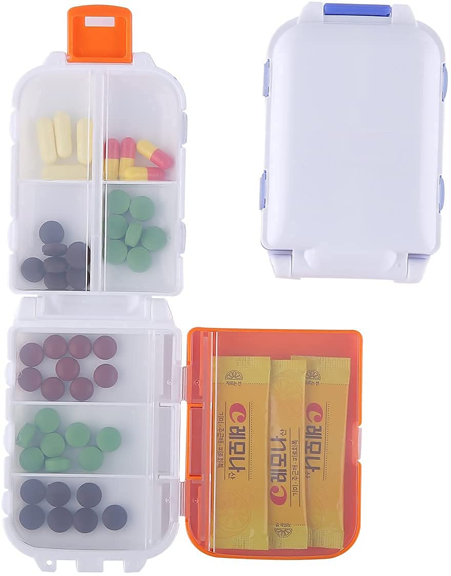 WENGTY 1 Pcs Medicine Box Mini Vitamin Pill Tablet Case Organizer Travel Medicine Storage Box. Case 8 Latex (Multi Color)