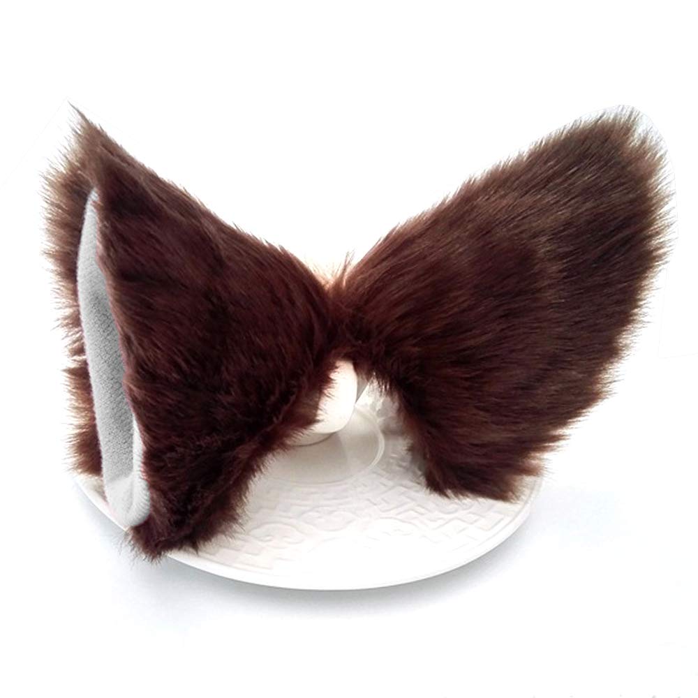 Sheicon Cat Ears Furry Neko Ears Headband Hair Clip Hairband Headwear Anime Cosplay For Halloween Cosplay Party Color Brown White