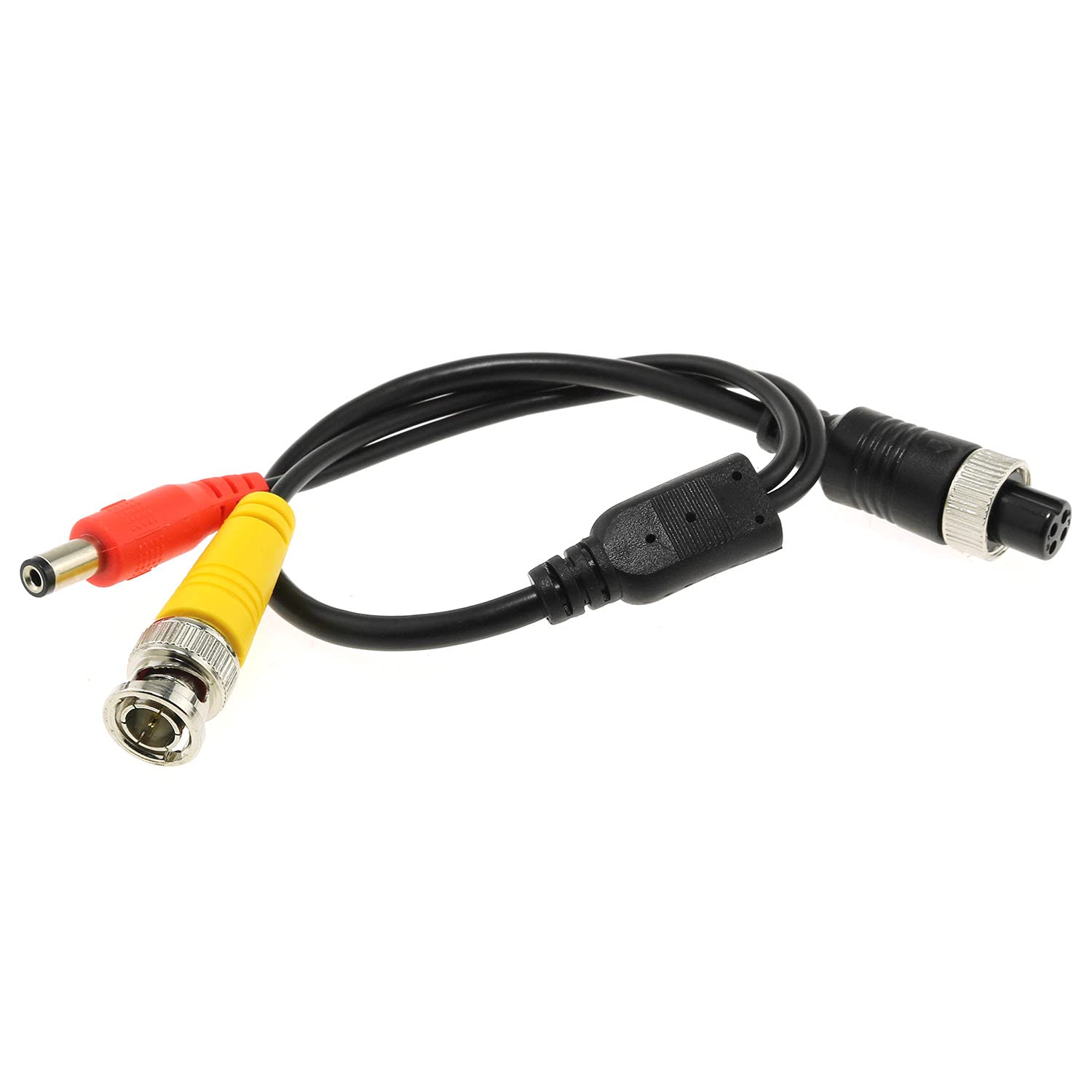 DGZZI M12 Connector to BNC+DC Adapter 35cm/13.78Inch M12 4P Female to Male BNC and DC Extension Cable Aviation Plug for Car Video Camera