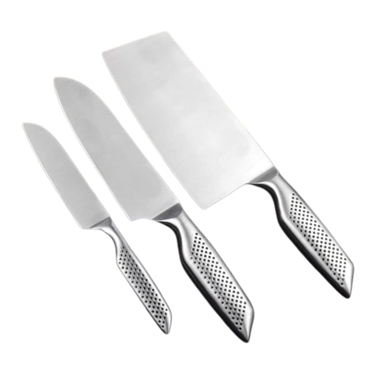 HEXONIQ® Stainless Steel Paring, Chef's and Cleaver Knife, Silver, Pack of 3