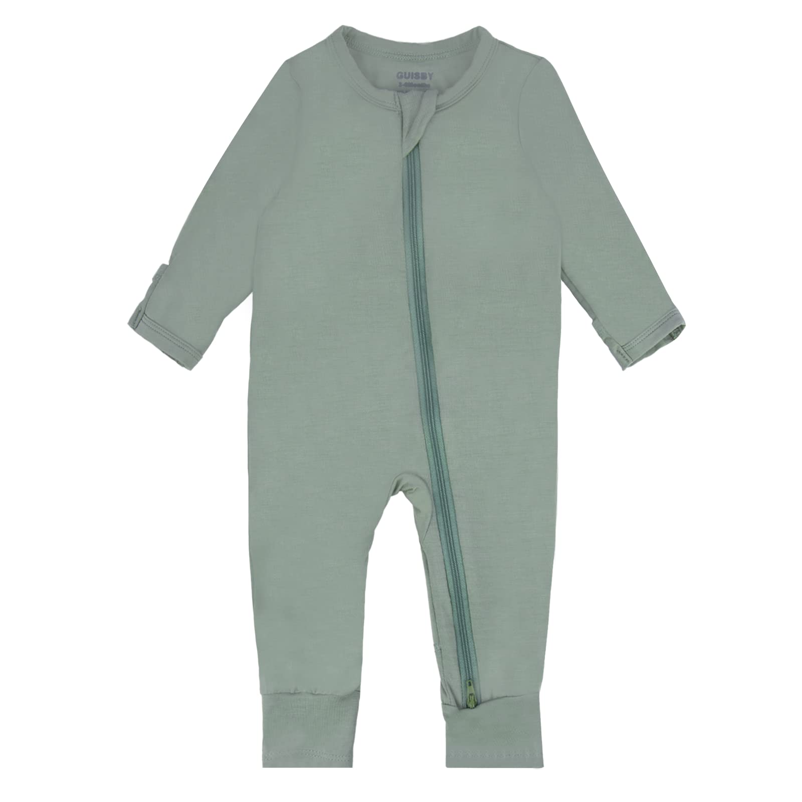 GUISBYBaby Footless Rompers, Rayon Pajamas 2 Way Zipper with Long Sleeve Sleeper