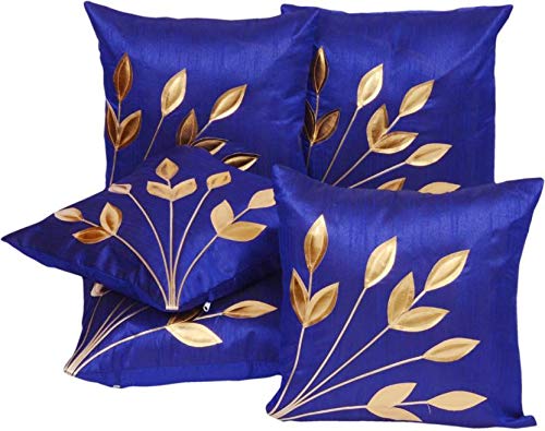 GenericDesi Hault Floral Cushion Covers 16x16 Set of 5 Blue Color (40cm x 40cm)