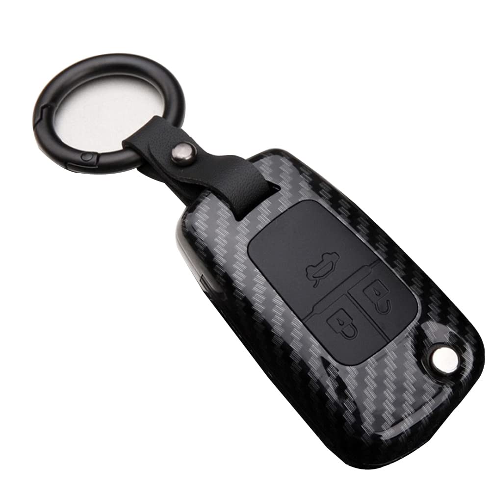 OTMIK ABS Carbon Fiber Car Key Cover Case fit for Opel Astra Corsa Meriva Zafira Astra J Mokka Insignia Chevrolet Key Shell Accessories (Carbon Black 3 Buttons)