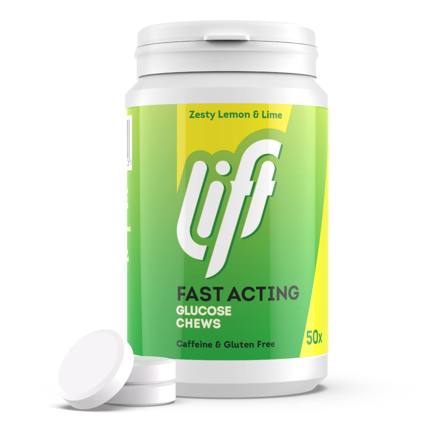 LiftFast-Acting Glucose Chewable Energy Tablets | Lemon & Lime | 6 Pack of 50-Tablet Tubs