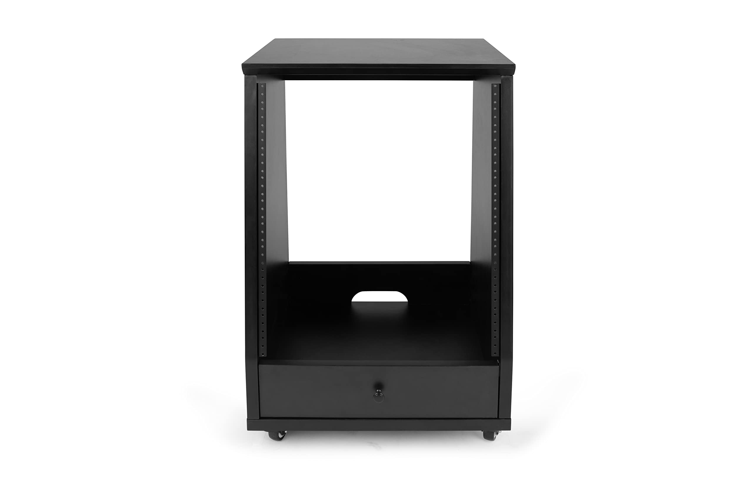 Gator FrameworksElite Furniture Series 12U Angled Studio Rack with Locking Casters; Standard Black Finish (GFW-ELITESTUDIORK12-BLK)