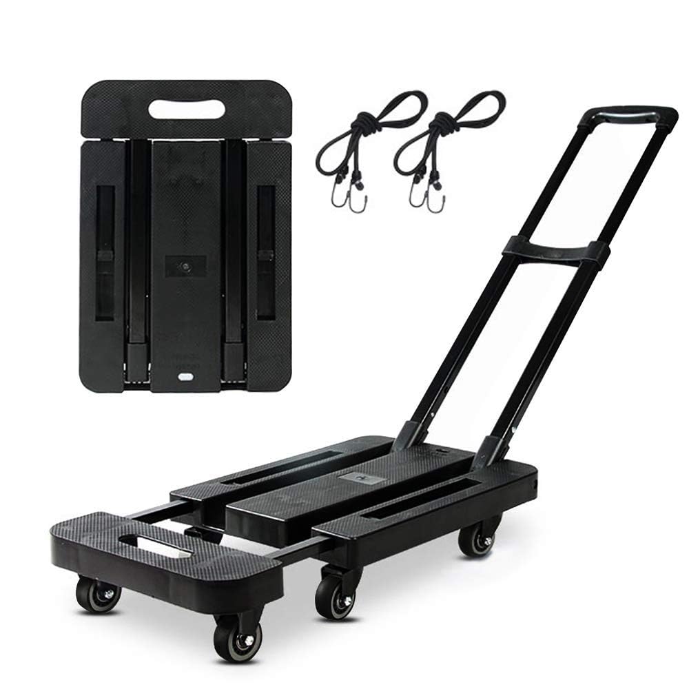 LELYFIT Moving Platform Hand Truck,440lb/200kg Trolley Cart with 6 Wheels Heavy Duty,Folding Hand Truck for Luggage, Travel, Shopping, Auto, Moving and Office Use (6-Wheels)