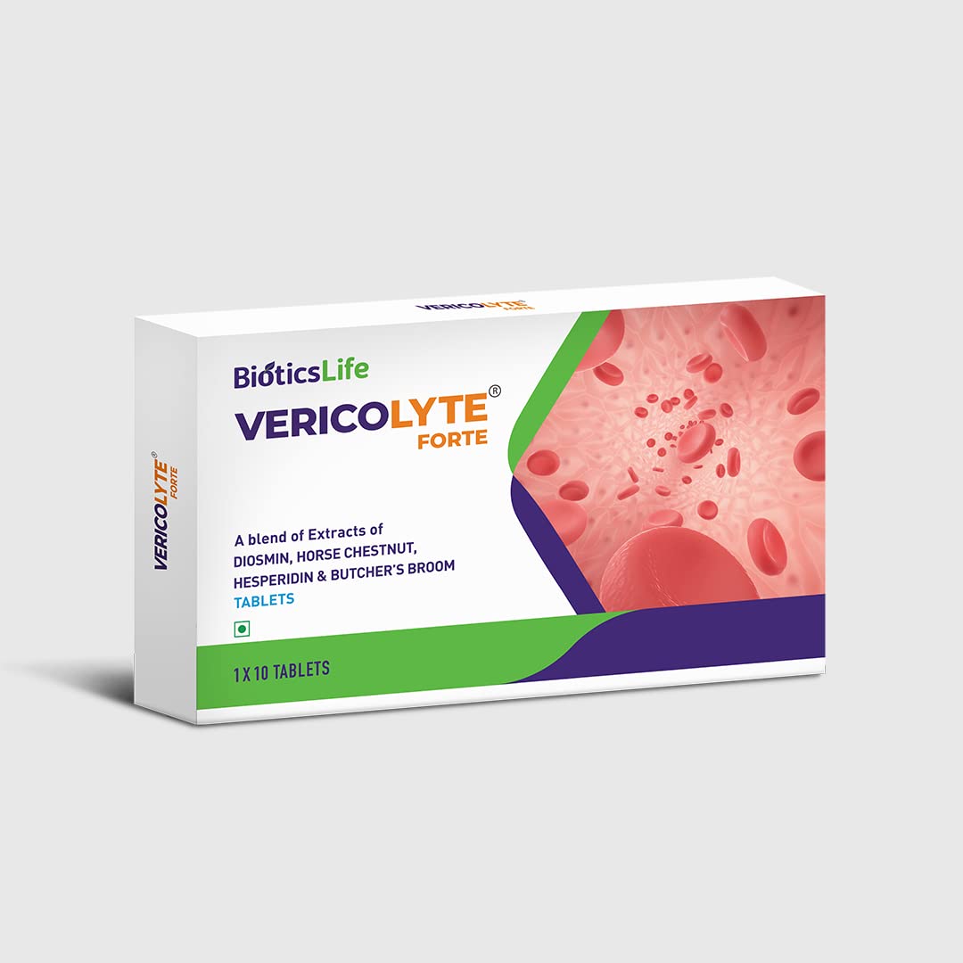 BIOTICSLIFE Vericolyte Forte, Pack of 60 Tablets for managing spider veins.