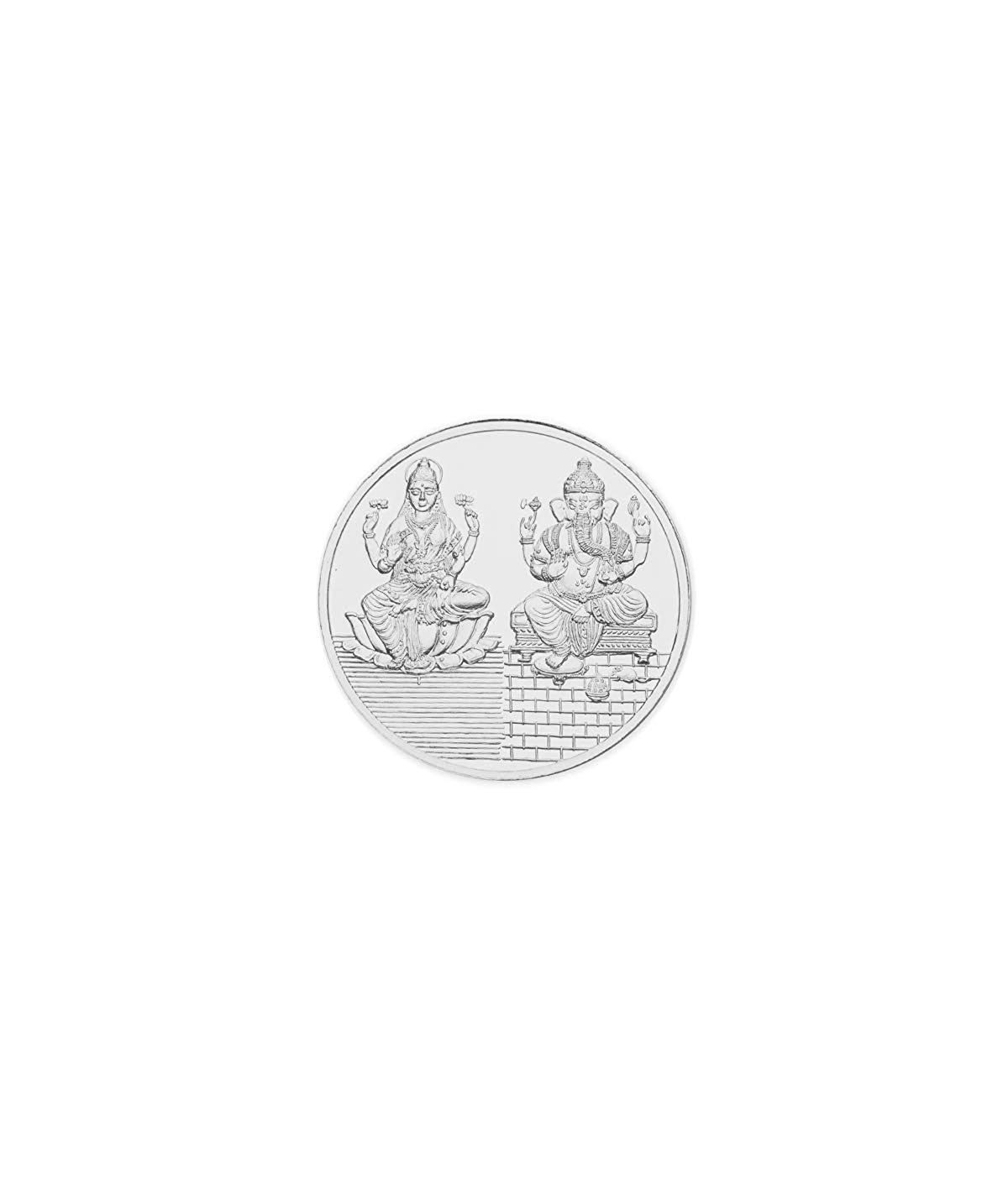 Shri Balaji Abhushan Bhandar Laxmiji Ganeshji Print Round Silver Shape Coin for wedding gifts (50 gms, Silver)