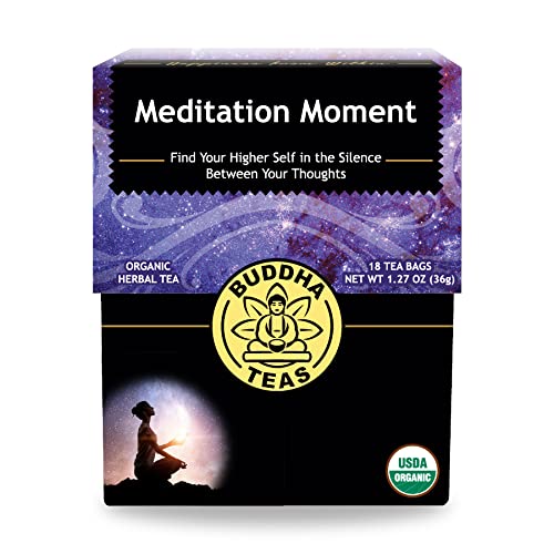 Buddha Teas - Organic Meditation Moment Tea - Herbal Tea - For Health & Wellbeing - With Antioxidants & Minerals - Clean Ingredients - Caffeine Free - OU Kosher & Non-GMO - 18 Tea Bags (Pack of 1)