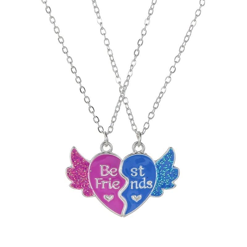 El Regalo2 PCs Best Friend BFF Split Magnetic Matching Heart Wings Pendant Necklaces Set for Girls/Besties/Soul Sisters