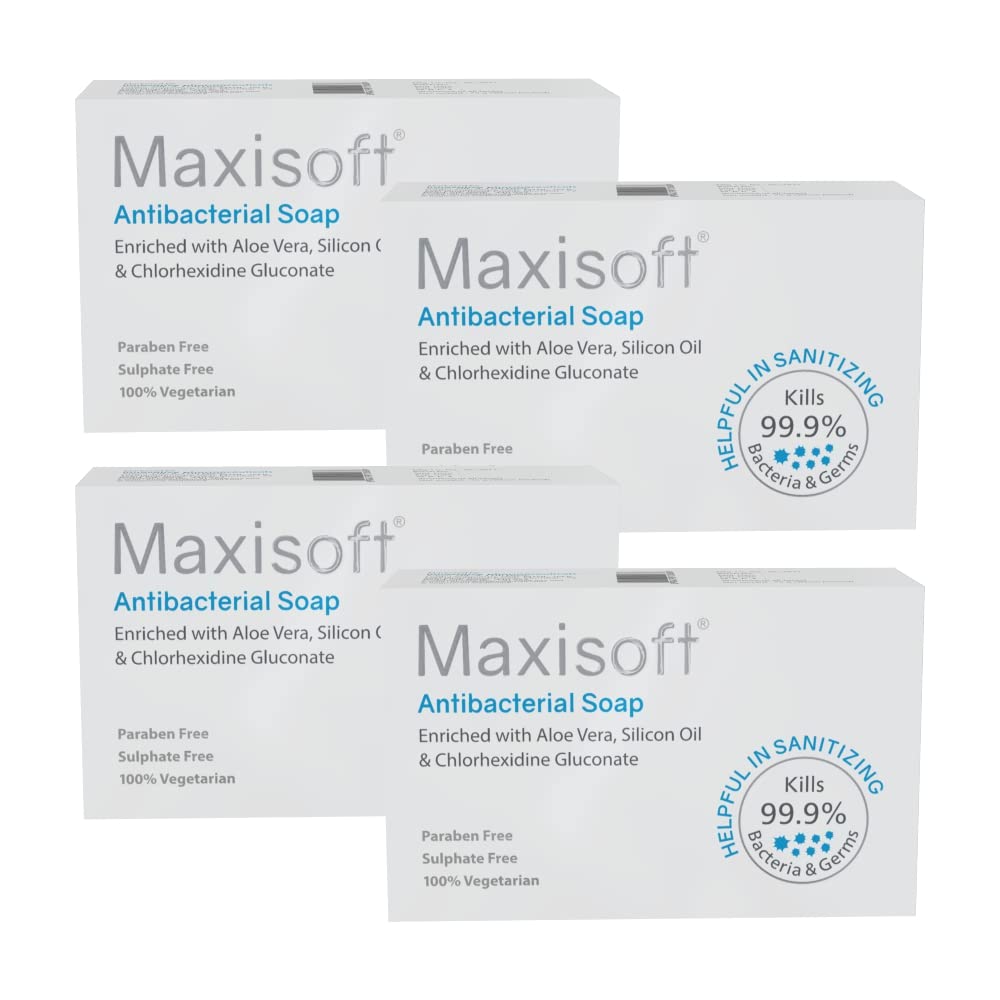 Maxisoft Anitbacterial Sanitizing Soap | For Skin Protection bacteria and germs |skin and clean| Soothes & Deeply Cleanses | Pack of 4 (75gm X 4)