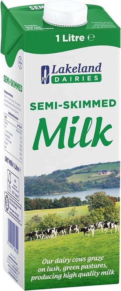 Lakeland Dairies Semi-Skimmed Milk | 12 Pack of 1Ltr l | Long Life | Delicious & High in Protein